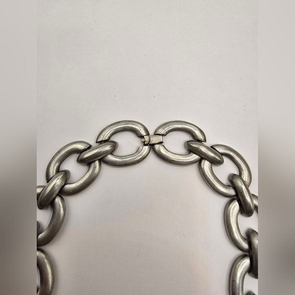 Hobe Chunky Silver Metal Chain Link Vintage Necklace - Picture 3 of 8